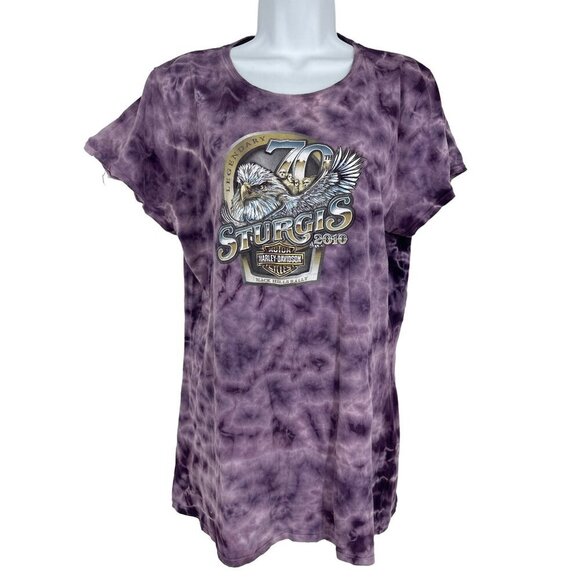 Harley Davidson Purple Tie Dye Double Sided Graphic Tee Size 2XL - Picture 1 of 9